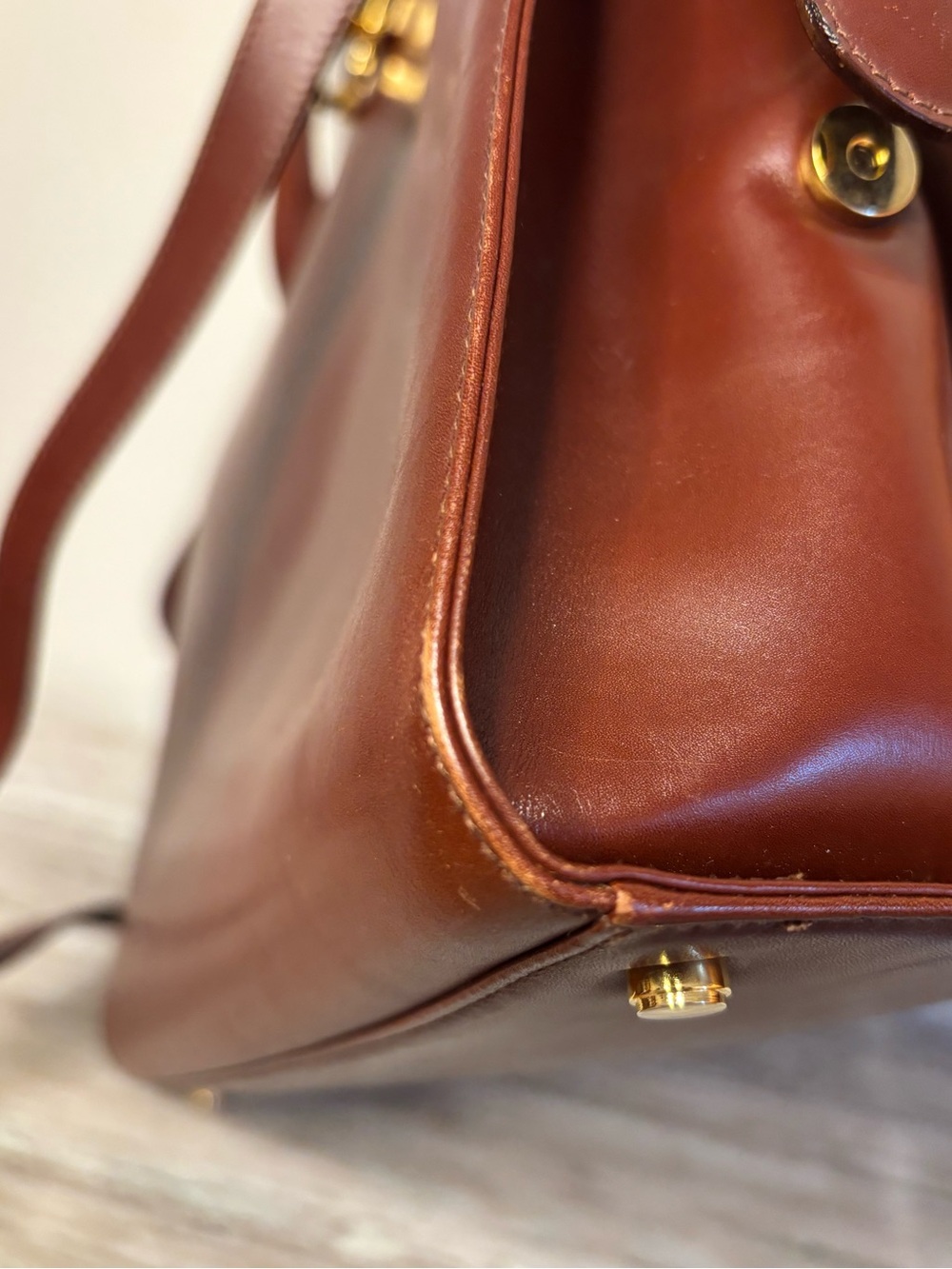 Vintage Salvatore Ferragamo Brown Leather Gancini Dome Satchel Crossbody Bag - Picture 8 of 15